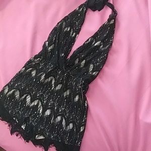 Black Crochet Lace Romper